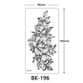 Black and white sketch floral temporary tattoo sticker BK-196, 96x190mm size - Bk-196 / 96*190mm