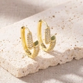 Elegant 18K gold plated nail hoop earrings adorned with shimmering cubic zirconia accents - Nail Shape C-style