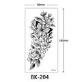 Monochrome sketch butterfly and floral temporary tattoo sticker, model BK-204, 96x190mm - Bk-204 / 96*190mm