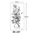 Waterproof temporary tattoo sticker with sketch rose and flower design, size 9.6x19cm - Bk-207 / 96*190mm