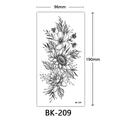 Black and white sketch floral temporary tattoo sticker with bee and sunflower motif - Bk-209 / 96*190mm