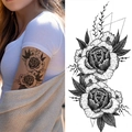 Black sketch peony flower temporary tattoo sticker for arm - Bk-042 / 96*190mm