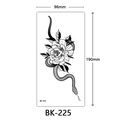 Black and white sketch snake and flower temporary tattoo sticker 96x190mm BK-225 - Bk-225 / 96*190mm