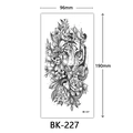 Black and white sketch tiger and floral temporary tattoo sticker, model BK-227, 19x9.6cm - Bk-227 / 96*190mm