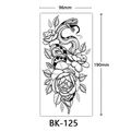 Detailed black and white sketch snake and rose temporary tattoo sticker, size 96x190mm - Bk-125 / 96*190mm