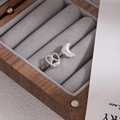 Silver finish asymmetrical earrings with pretzel and croissant food shapes - E1132-3-Asymmetric Pretzel Croissant Studs