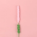Handmade pink crochet lavender flower with green leaves for home decor and gifts - Pink