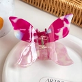 Butterfly hair claw clip in purple and pink marble acetate finish with metal spring - Grape Purple / 10cm