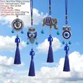 Blue Evil Eye owl and elephant wind chime with tassels for home decor and gifts - Blue Eye Owl Elephant Ethnic Style (YS-01B款)