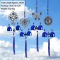 Blue Evil Eye wind chime variant with tree of life and metal bell hanging charms - Money Tree Heart Butterfly Owl (002)