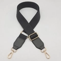 Detail of adjustable black canvas strap with golden swivel clasps and metal buckle - Dark Gray / Silver