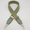 Adjustable sage green canvas shoulder strap with gold metal buckles and leather ends - Matcha Green / Silver
