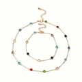 Conjunto de collar y pulsera en oro rosa con vibrantes piedras preciosas de colores - Oro Rosa con Gemas Multicolores (23242)
