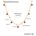 Dettaglio macro di perle di granato e collana in acciaio inossidabile placcato oro 18K - Catena Sottile in Acciaio Inossidabile Oro / Granato (P2087)