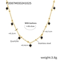 Dettaglio della collana placcata oro 18K con perle di quarzite nera e sfere di metallo - Stile Avventurina Nera di Alta Qualità (P2087)