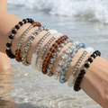 Colorful multi-layer elastic beaded bracelet set with silver metallic accents for summer - Multi-Color Faceted Bead Bracelet Set (31047-bra-colour-EP)