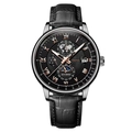 Black Dial Rose Gold Hands Black Case Black Strap