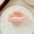 Pinza para el pelo cuadrada de felpa rosa claro en piel sintética para peinados - Rosa