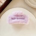 Pinza de pelo cuadrada de felpa morada suave para peinados elegantes de invierno - Morado