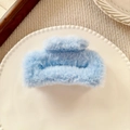 Pinza cuadrada para el pelo en felpa azul claro con textura suave para mujer - Azul