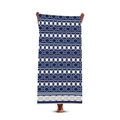 Quick-dry microfiber beach towel with navy and white geometric star patterns - 70x150cm / Dark Blue Geometric Star (Style 1)