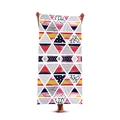 Quick-dry beach towel featuring a colorful geometric triangle pattern and artistic textures - Pink Yellow Patchwork Geometric (Style 7)