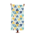 Quick-dry beach towel with navy blue anchor and yellow geometric triangle patterns - Nautical Anchor Geometric (Style 11)