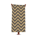 Quick-dry microfiber beach towel featuring modern brown and gold wave patterns - Brown Gold Chevron (Style 12)