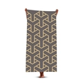 Quick-dry microfiber beach towel with dark grey and gold geometric Y-pattern - Grey Gold Geometric Y (Style 13)