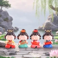 Set of 4 Tang Dynasty style resin girls figurines in colorful traditional Hanfu - Bobblehead Figurines 4pcs Set / Ancient Style Ornament Series
