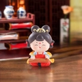 Creative Chinese style figurine of a girl in red Hanfu playing the zither - 1056-11 Playing The Qin * Refrigerator Magnet / Ancient Style Ornament Series