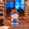 Ancient Tang Dynasty girl figurine in blue dress with red flower hair accessory - 1056-11 Chess Game * Refrigerator Magnet / Ancient Style Ornament Series