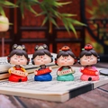 Set of four resin Tang dynasty girl figurines with scrolls in traditional colorful attire - Small Bobblehead 4 Designs in 2 Boxes / Ancient Style Ornament Series