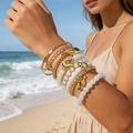 Ensemble de bracelets bohème dorés avec breloques coquillages et perles multicouches - Style Multicouche Coquillage Style Océan (31271-bra-G-EP)