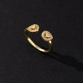 Detail of adjustable gold ring with pear-shaped cubic zirconia and micro-pave setting - Rhinestone Open (Style 12)