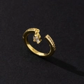 Detail of adjustable gold ring featuring marquise-cut zircon and shimmering crystal pavé - Creative Style (Style 18)