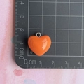 Detailed size view of an orange resin heart pendant measuring 1.5cm with silver ring hook - Orange Heart Pendant