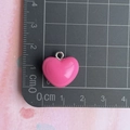 Pink heart resin pendant with silver loop measured on a metric scale for DIY jewelry - Rose Red Heart Pendant