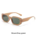 Rectangle sunglasses with champagne frames and grey green lenses in 2025 retro style - Light Brown Frame / Grey Green Lens