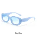 Square frame sunglasses in foggy blue with gradient blue lenses for a retro style - Foggy Blue Frame / Gradient Blue Lens