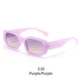 Retro square frame sunglasses featuring thick light purple frames and gradient purple lenses - Light Purple Frame / Gradient Purple Lens
