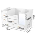 White five-drawer makeup organizer desk storage with heart cutouts and clear handles - XL 5 Drawers Mirror Makeup Organizer