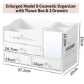 White multi-layer desktop organizer with drawers and heart cutout pattern - XL 3 Drawers Type B Organizer