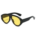 Lunettes de soleil aviateur rétro noires avec verres jaunes et détails argentés - Standard / Monture Noire Verres Jaunes