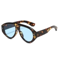 Lunettes de soleil oversize écaille avec verres bleu ciel et rivets en flèche - Monture Léopard Verres Bleus