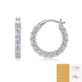 Silver-toned moissanite hoop earrings with GRA certificate in a polished 925 silver finish - Style E13995 Ten Points 30 Moissanite Stones With GRA Certificate