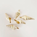 Detail of five natural white conch pendants with gold-plated edges for DIY jewelry making - Snow Blade Conch