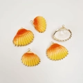 Set of 5 natural shell pendants with golden electroplated edges in orange-yellow gradient - Orange Gradient Shell