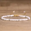 Adjustable emperor stone bead bracelet with white shell cubes and yellow woven cord - 108 White Horseshoe Snails [silver]