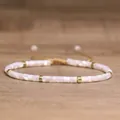 Handmade woven bracelet with white shell beads, gold spacers, and adjustable cord - 107 White Horseshoe Snail [golden]